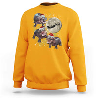 Funny Christmas Moo Deng Sweatshirt Baby Hippo Santa Sleigh Galaxy Outer Space - Wonder Print Shop