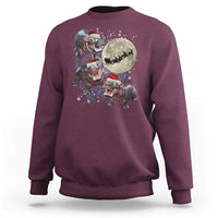 Funny Christmas Moo Deng Sweatshirt Baby Hippo Santa Sleigh Galaxy Outer Space - Wonder Print Shop