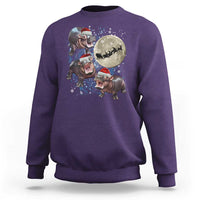 Funny Christmas Moo Deng Sweatshirt Baby Hippo Santa Sleigh Galaxy Outer Space - Wonder Print Shop