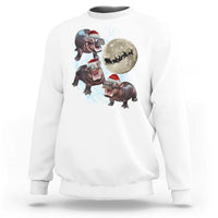 Funny Christmas Moo Deng Sweatshirt Baby Hippo Santa Sleigh Galaxy Outer Space - Wonder Print Shop