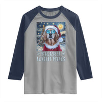 Funny Xmas Golden Retriever Raglan Shirt Merry Woofmas Christmas Starry Night Dog Lover