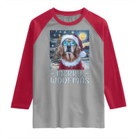 Funny Xmas Golden Retriever Raglan Shirt Merry Woofmas Christmas Starry Night Dog Lover