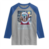 Funny Xmas Golden Retriever Raglan Shirt Merry Woofmas Christmas Starry Night Dog Lover