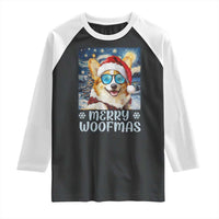 Funny Xmas Corgi Raglan Shirt Merry Woofmas Christmas Starry Night Dog Lover