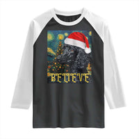 Funny Xmas Poodle Raglan Shirt Believe Christmas Starry Night Dog Lover