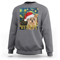 Funny Xmas Yorkshire Sweatshirt Believe Christmas Starry Night Dog Lover - Wonder Print Shop