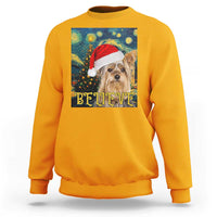 Funny Xmas Yorkshire Sweatshirt Believe Christmas Starry Night Dog Lover - Wonder Print Shop