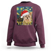 Funny Xmas Yorkshire Sweatshirt Believe Christmas Starry Night Dog Lover - Wonder Print Shop