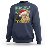 Funny Xmas Yorkshire Sweatshirt Believe Christmas Starry Night Dog Lover - Wonder Print Shop