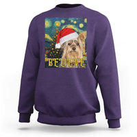 Funny Xmas Yorkshire Sweatshirt Believe Christmas Starry Night Dog Lover - Wonder Print Shop