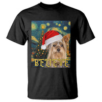 Funny Xmas Yorkshire T Shirt Believe Christmas Starry Night Dog Lover - Wonder Print Shop