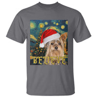 Funny Xmas Yorkshire T Shirt Believe Christmas Starry Night Dog Lover - Wonder Print Shop