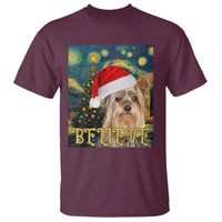 Funny Xmas Yorkshire T Shirt Believe Christmas Starry Night Dog Lover - Wonder Print Shop