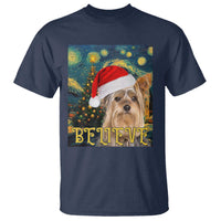 Funny Xmas Yorkshire T Shirt Believe Christmas Starry Night Dog Lover - Wonder Print Shop