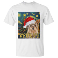 Funny Xmas Yorkshire T Shirt Believe Christmas Starry Night Dog Lover - Wonder Print Shop