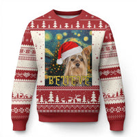 Funny Xmas Yorkshire Ugly Christmas Sweater Believe Christmas Starry Night Dog Lover - Wonder Print Shop
