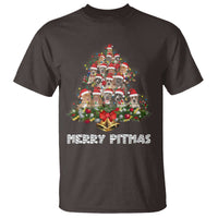 Funny Xmas Pitbull T Shirt Merry Pitmas Christmas Tree Dog Lover - Wonder Print Shop