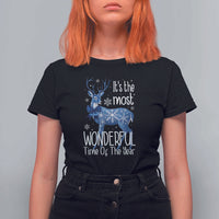 Chrismtas Reindeer Coquette T Shirt For Women It's The Most Wonderful Time Of The Year - Wonder Print Shop