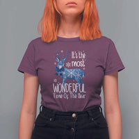 Chrismtas Reindeer Coquette T Shirt For Women It's The Most Wonderful Time Of The Year - Wonder Print Shop