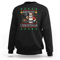 Funny Xmas Grilling Sweatshirt Smokey Christmas BBQ Santa Grill Roast On Smoker - Wonder Print Shop