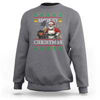 Funny Xmas Grilling Sweatshirt Smokey Christmas BBQ Santa Grill Roast On Smoker - Wonder Print Shop