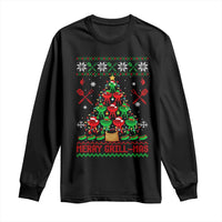 Funny Xmas Grilling Long Sleeve Shirt Merry Grill Mas Santa Grilling BBQ Smoking Meat