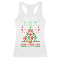 Funny Xmas Grilling Racerback Tank Top Merry Grill Mas Santa Grilling BBQ Smoking Meat