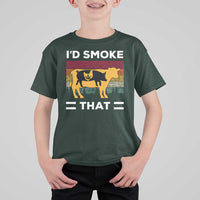 Funny I'd Smoke That T Shirt For Kid Grilling BBQ Weed Retro