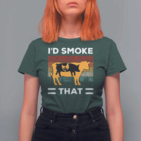 Funny I'd Smoke That T Shirt For Women Grilling BBQ Weed Retro - Wonder Print Shop