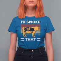 Funny I'd Smoke That T Shirt For Women Grilling BBQ Weed Retro - Wonder Print Shop