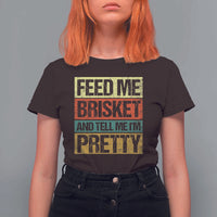 Funny Pitmaster BBQ T Shirt For Women Feed Me Brisket Retro Smoker Grilling - Wonder Print Shop
