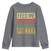 Funny Pitmaster BBQ Youth Sweatshirt Feed Me Brisket Retro Smoker Grilling