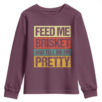 Funny Pitmaster BBQ Youth Sweatshirt Feed Me Brisket Retro Smoker Grilling