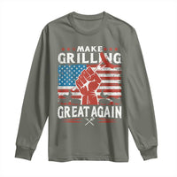 Funny BBQ Lover Long Sleeve Shirt Make Grilling Great Again Smoker Grill Sausages