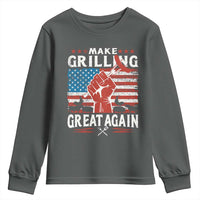 Funny BBQ Lover Youth Sweatshirt Make Grilling Great Again Smoker Grill Sausages