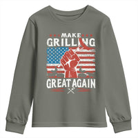 Funny BBQ Lover Youth Sweatshirt Make Grilling Great Again Smoker Grill Sausages
