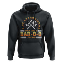 Funny BBQ Lover Hoodie A Cow A Pig And A Chicken Walk Into A Bar B Q Barbecue Pitmaster