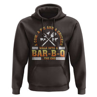 Funny BBQ Lover Hoodie A Cow A Pig And A Chicken Walk Into A Bar B Q Barbecue Pitmaster