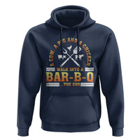 Funny BBQ Lover Hoodie A Cow A Pig And A Chicken Walk Into A Bar B Q Barbecue Pitmaster