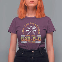 Funny BBQ Lover T Shirt For Women A Cow A Pig And A Chicken Walk Into A Bar B Q Barbecue Pitmaster - Wonder Print Shop
