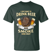Funny BBQ Beer Lover T Shirt Just Want To Drink Beer And Smoke Some Meat Beefsteak - Wonder Print Shop