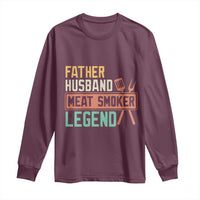 Funny BBQ Grilling Pitmaster Long Sleeve Shirt Father Husband Meat Smoker Legend Retro