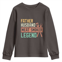 Funny BBQ Grilling Pitmaster Youth Sweatshirt Father Husband Meat Smoker Legend Retro