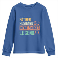 Funny BBQ Grilling Pitmaster Youth Sweatshirt Father Husband Meat Smoker Legend Retro