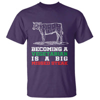 Vegetarian Jokes T Shirt Becoming A Vegetarian Is A Big Missed Steak - Wonder Print Shop