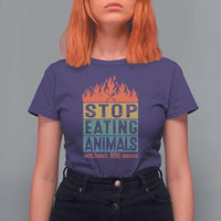 Funny BBQ Lover T Shirt For Women Stop Eating Animals Without BBQ Sauce Anti Vegan Jokes - Wonder Print Shop