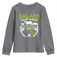 Funny BBQ Lover Youth Sweatshirt Salad That's What My Food Eats Anti Vegan Jokes