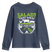 Funny BBQ Lover Youth Sweatshirt Salad That's What My Food Eats Anti Vegan Jokes