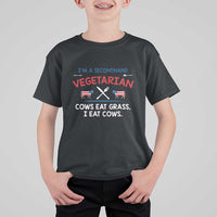 Funny BBQ Lover T Shirt For Kid Cow Eat Grass I Eat Cow Anti Vegan Jokes