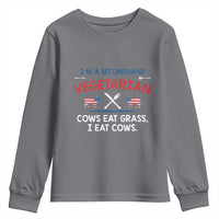 Funny BBQ Lover Youth Sweatshirt Cow Eat Grass I Eat Cow Anti Vegan Jokes